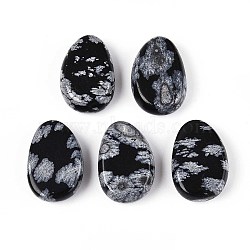Natural Snowflake Obsidian Pendants, Teardrop Charms, 29.5~30.5x19.5~20.5x8~11mm, Hole: 2~3mm(G-N349-08B)