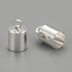 Brass Cord Ends, Nickel Free, Silver Color Plated, 9.5x6mm, Hole: 1.1mm, 5.5mm inner diameter(X-KK-EC041-S-NF)