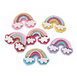 Non Woven Fabric Cabochons, with Paillette/Sequins, Rainbow, Mixed Color, 36x53x4mm(AJEW-L075-04)