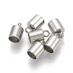 Tarnish Resistant 201 Stainless Steel Cord Ends, End Caps, Column, Stainless Steel Color, 9x5mm, Hole: 2mm, Inner Diameter: 4mm(STAS-R098-03C)