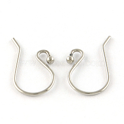 Tarnish Resistant 201 Stainless Steel Earring Hooks, Ear Wire, Stainless Steel Color, 15x10x0.6mm, 22 Gauge, Pin: 0.6mm(STAS-R063-33)