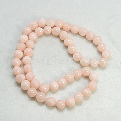 Natural Yellow Jade Beads Strands, Round, Dyed, Lt.Pink, about 8mm in diameter, hole: 1mm, about 50 pcs/strand, 16 inch(JBR8mm-1)