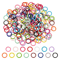 Elite 225Pcs 15 Colors SPray Painted Zinc Alloy Jump Rings, Close but Unsoldered, Round Ring, Mixed Color, 16 Gauge, 8.4x1.2mm, Inner Diameter: 6mm, 15pcs/color(FIND-H0010-91A)