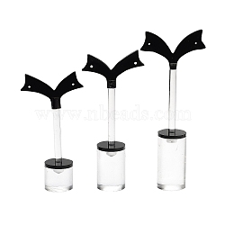 3Pcs 3 Sizes Organic Glass Bracelet Earring Riser Stands, Clear, 10.55~16.75x2.45~5.55x2.45cm, 1pc/size(EDIS-Q044-01)