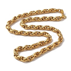 PVD Vacuum Plating 201 Stainless Steel Rope chain Necklaces, Real 18K Gold Plated, 23.43~23.82 inch(59.5~60.5cm)(NJEW-H033-06B-G)