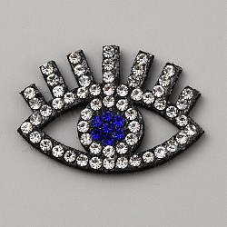 Evil Eye Rhinestone Applqiues, Sew on Patches, Crystal, 22x31x2.5mm(PATC-WH0008-58)