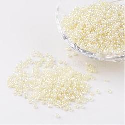 12/0 Ceylon Round Glass Seed Beads, Lemon Chiffon, Size: about 2mm in diameter, hole:1mm, about 3303pcs/50g(X-SEED-A011-2mm-142)