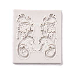 Retro Embossed Grape Vine Fondant Molds, Cake Border Decoration Food Grade Silicone Molds, for Chocolate, Candy, UV Resin & Epoxy Resin Craft Making, WhiteSmoke, 77x70x7mm, Inner Diameter: 64x27mm(DIY-E054-07)