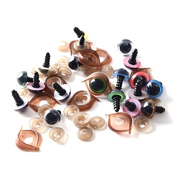 Half Round Plastic Craft Eye & Eyelid Sets, Doll Making Supplies, with Plastic Washer, Mixed Color, 300pcs/bag