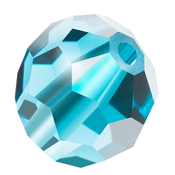 Preciosa&reg Crystal Beads, Czech Crystal, 451 19 602 Round, 60010 Aqua Bohemica, 5mm, Hole: 1mm