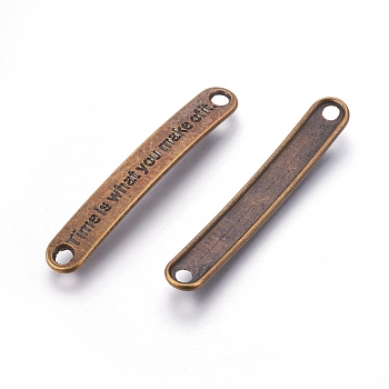 Tibetan Style Rectangle Carved Word Time is What You Make of It Message Links connectors, Cadmium Free & Nickel Free & Lead Free, Antique Bronze, 44.5x6x2mm, Hole: 3mm