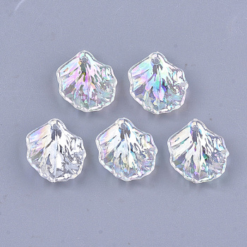 Transparent Acrylic Pendants, AB Color, Leaf, Clear, 19x17x4~5mm, Hole: 1.2mm, about 1360pcs/500g