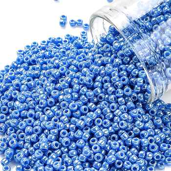 TOHO Round Seed Beads, Japanese Seed Beads, (124D) Opaque Luster Denim Blue, 11/0, 2.2mm, Hole: 0.8mm, about 5555pcs/50g