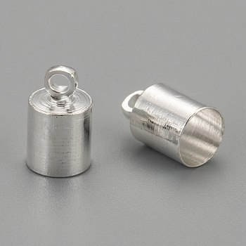 Brass Cord Ends, Nickel Free, Silver Color Plated, 9.5x6mm, Hole: 1.1mm, 5.5mm inner diameter