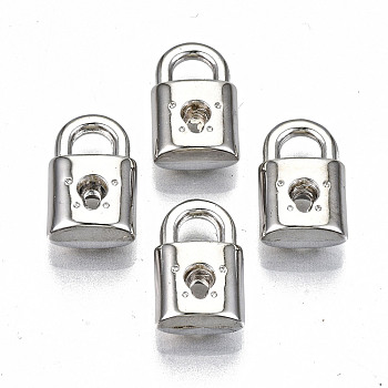Opaque Spray Painted Acrylic Pendants, Lock, Silver, 16x10x5mm, Hole: 4.5x4mm, about 1000pcs/500g