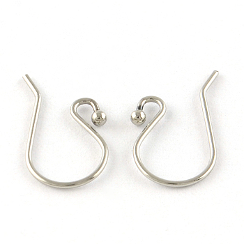 201 Stainless Steel Earring Hooks, Ear Wire, Stainless Steel Color, 15x10x0.6mm, 22 Gauge, Pin: 0.6mm