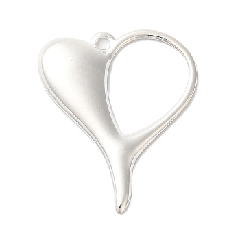 Brass Pendant, Lead Free & Cadmium Free, Heart, 925 Sterling Silver Plated, 25x21x2mm, Hole: 1.4mm