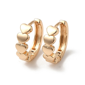 Brass Hoop Earrings for Women, Heart, Light Gold, 16x4.5mm