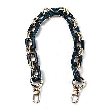 Resin Bag Chains Strap, with Golden Alloy Link and Swivel Clasps, for Bag Straps Replacement Accessories, Prussian Blue, 45x2cm