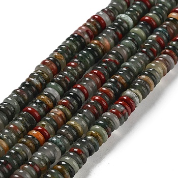 Natural African Bloodstone Beads Strands, Rondelle, 6~6.5x2~2.5mm, Hole: 1.2mm, about 156~158pcs/strand, 15.12~15.20 inch(38.4~38.6cm)