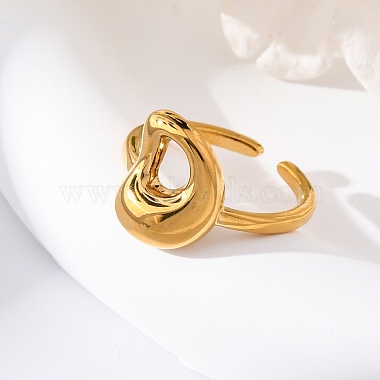 304 Stainless Steel Open Cuff Rings for Women(RJEW-M060-01G-04)-3