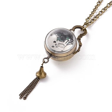 Ronde en alliage de montre de poche collier pendentif en quartz(WACH-N011-07A)-3