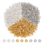 1200Pcs 3 Clors Alloy Bead Caps, Flower, Mixed Color, 5.5x6x1.5mm, Hole: 1.5mm, 400pcs/color(FIND-UN0009-98)