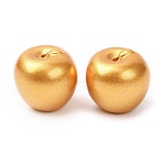 Spray Paint Opaque Resin Beads, Imitation Food, Apple, Gold, 18x17.5mm, Hole: 1.5mm(RESI-C073-02B)
