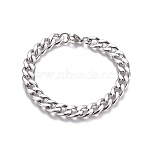 Tarnish Resistant Unisex 304 Stainless Steel Curb Chain/Twisted Chain Bracelets, with Lobster Claw Clasps, Stainless Steel Color, 8-1/2 inch(21.5cm)(STAS-D0002-38P)