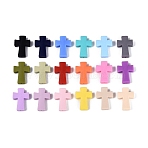 Silicone Beads, Cross, Mixed Color, 34.5x25x8mm, Hole: 2~2.5mm(SIL-N006-05)