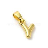 Rack Plating Brass Charms, Real 18K Gold Plated, Long-Lasting Plated, Cadmium Free & Lead Free, Letter Y, 10x6x2mm, Hole: 5x2.5mm(KK-C053-04G-Y)