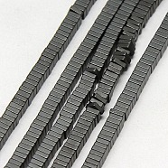 Electroplate Non-magnetic Synthetic Hematite Heishi Beads Strands, Thin Slice Flat Square Beads, Frosted, Grade A, Black Plated, 4x4x1mm, Hole: 1mm, about 400pcs/strand, 16 inch(G-J171B-4x4mm-03)