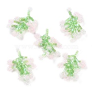 Seed Beaded Pendants, Flower of Life Charms, Pink, 27~28x29~32x5~6mm, Hole: 1mm(GLAA-C028-04B)