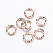 304 Stainless Steel Jump Rings, Open Jump Rings, Rose Gold, 21 Gauge, 4.5x0.7mm, Inner Diameter: 3.1mm(STAS-E147-59RG)