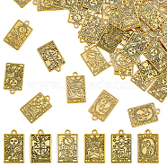 60Pcs 6 Styles Rack Plating Alloy Pendants, Rectangle with Tarot Charms, Antique Golden, 23x14x1.5mm, Hole: 1.8mm, 10pcs/style(FIND-DC0003-78)