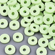 Handmade Polymer Clay Beads, for DIY Jewelry Crafts Supplies, Disc/Flat Round, Heishi Beads, Pale Green, 4x1mm, Hole: 1mm, about 55000pcs/1000g(CLAY-Q251-4.0mm-80)