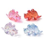 Electroplate Transparent UV Plating Acrylic Pendants, Iridescent, Dinosaur Charms, Mixed Color, 31.5x43.5x16mm, Hole: 3mm(OACR-I014-06)