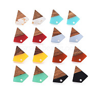 Two Tone Resin & Walnut Wood Stud Earring Findings, with 304 Stainless Steel Pin and Hole, Kite, Mixed Color, 16x15mm, Hole: 1.8mm, Pin: 0.7mm(MAK-N032-031)