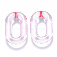 Transparent Acrylic Linking Rings, Quick Link Connectors, for Cable Chains Making, Oval, Pink, 31x19.5x5.5mm, Inner Diameter: 19.5x7.5mm(OACR-S036-006A-J08)