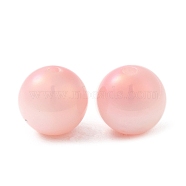 Iridescent Opaque Resin Beads, Candy Beads, Round, Misty Rose, 12x11.5mm, Hole: 2mm(RESI-Z015-01A-05)