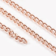 Iron Twisted Chains, Unwelded, with Spool, Rose Gold, 4x3x0.8mm, about 328.08 Feet(100m)/roll(N0Z42071)