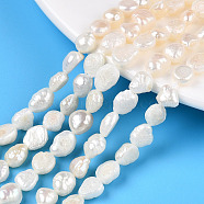 Natural Cultured Freshwater Pearl Beads Strands, Oval, Seashell Color, 6~8.5x4.5~5.5x3~5mm, Hole: 0.6mm, about 52~54pcs/strand, 13.58inch~13.94inch(34.5cm~35.4cm)(PEAR-N014-06A)