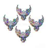 Rainbow Color Alloy Big Pendants, with Rhinestone, Cadmium Free & Lead Free, Skull with Wing, 54x50x9mm, Hole: 4.5mm(PALLOY-T054-164)