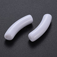 Opaque Acrylic Beads, Curved Tube, Creamy White, 32x9.5x8mm, Hole: 1.8mm, about 330pcs/500g(MACR-S372-002B-S001)