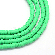 Handmade Polymer Clay Beads, Disc/Flat Round, Heishi Beads, Spring Green, 3x1mm, Hole: 1mm, about 380~400pcs/strand, 17.7 inch(X-CLAY-R067-3.0mm-06)