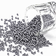 11/0 Grade A Baking Paint Glass Seed Beads, Round, Silver, 2.3x1.5mm, Hole: 1mm, about 5300pcs/50g(X-SEED-N001-A-1036)