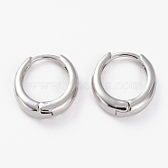 Brass Huggie Hoop Earrings, Long-Lasting Plated, Oval, Platinum, 17x15x4mm, Pin: 1mm(EJEW-C502-11P)