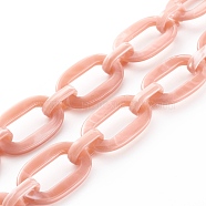 Handmade Acrylic Cable Chains, Light Salmon, 36.5x21x3.5mm, about 39.37 inch(1m)/strand(AJEW-JB00956-03)