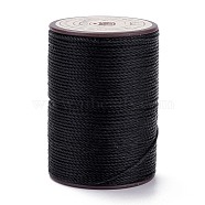 Round Waxed Polyester Thread String, Micro Macrame Cord, Twisted Cord, for Leather Sewing Stitching, Black, 0.8mm, about 54.68 Yards(50m)/Roll(X-YC-D004-02E-000A)