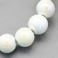 Handmade Porcelain Round Beads, AB Color Plated, White, 6mm, Hole: 1.5mm(PORC-S490-6mm-08)